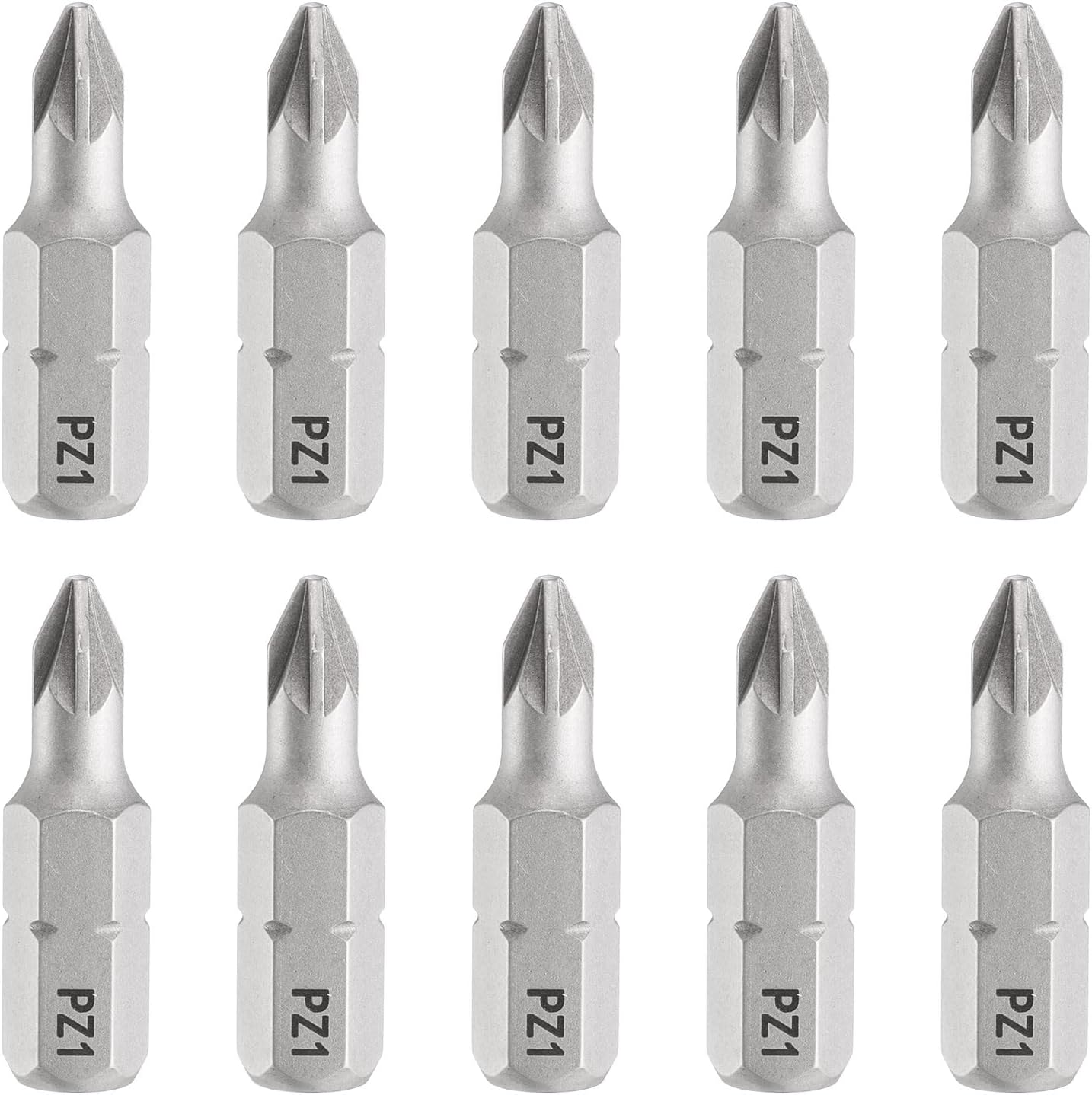 HARFINGTON 10pcs PZ1 Pozi Screwdriver Bit 1/4" Hex Shank 25mm/1" Length Magnetic Phillips Slotted Hex Bits S2 Steel Screw Driver Bit