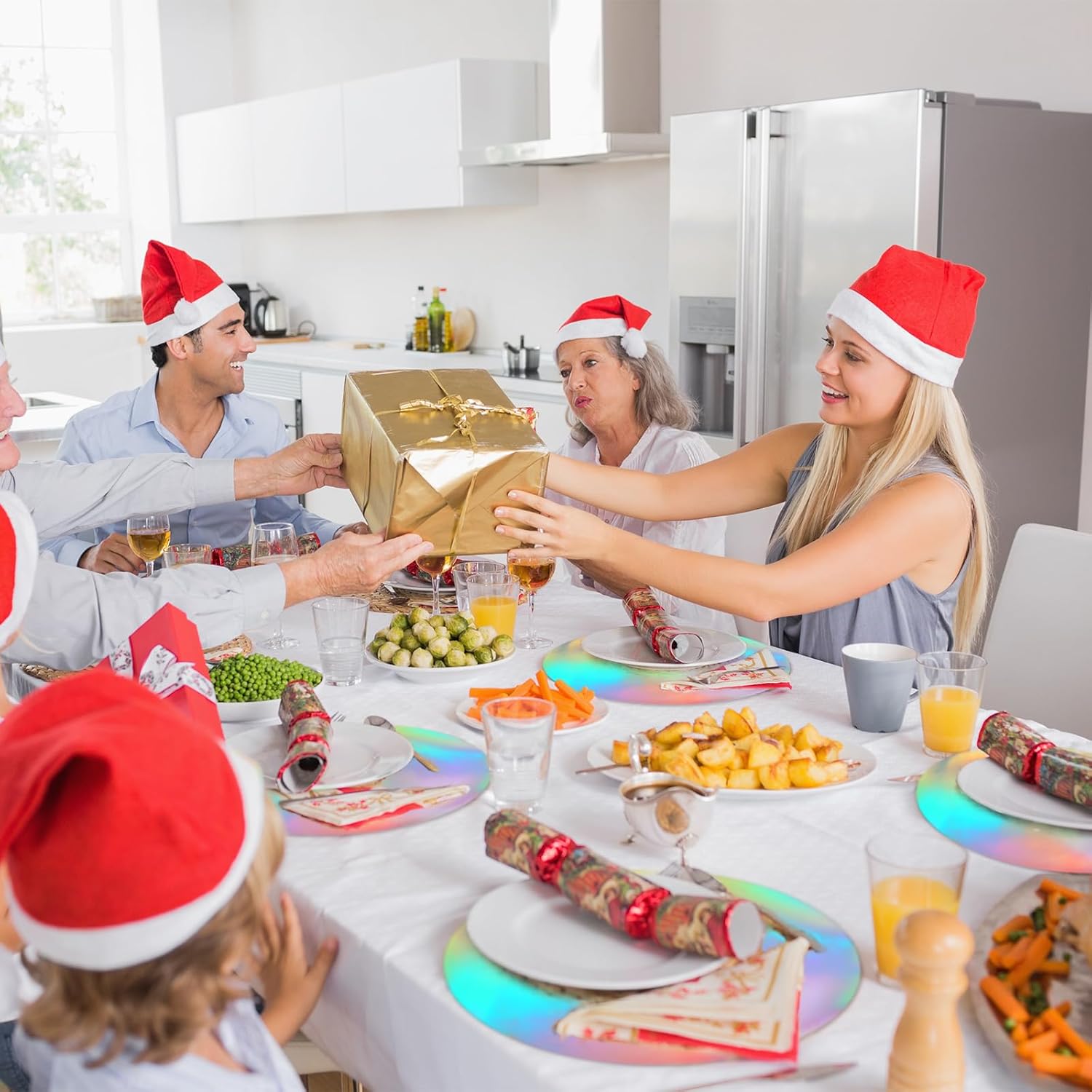 Yeaqee 100 Pieces Round Paper Placemats Disposable Table Mats Mirror Foil Decorative Place Mats for Dining Wedding Table Decoration Banquet Birthday Festive Party(Colorful)