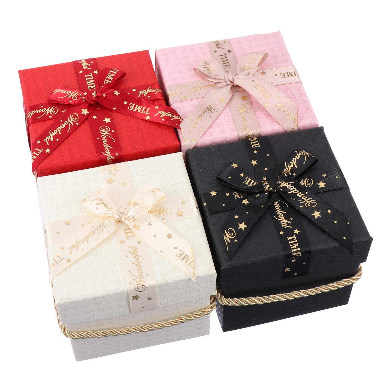KALLORY 4pcs Christmas Festival Packaging Box Square Wrapping Box for Candies and Treats Colors Reusable Design for Holiday Gifting and Storage