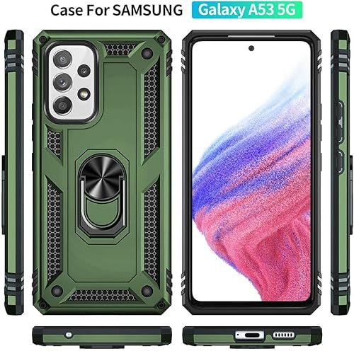 Miniatura 9 de Funda para Samsung A53 5G, Galaxy A53 5G con protector de pantalla HD, grado militar de 16 pies probada en caídas, anillo protector a prueba de