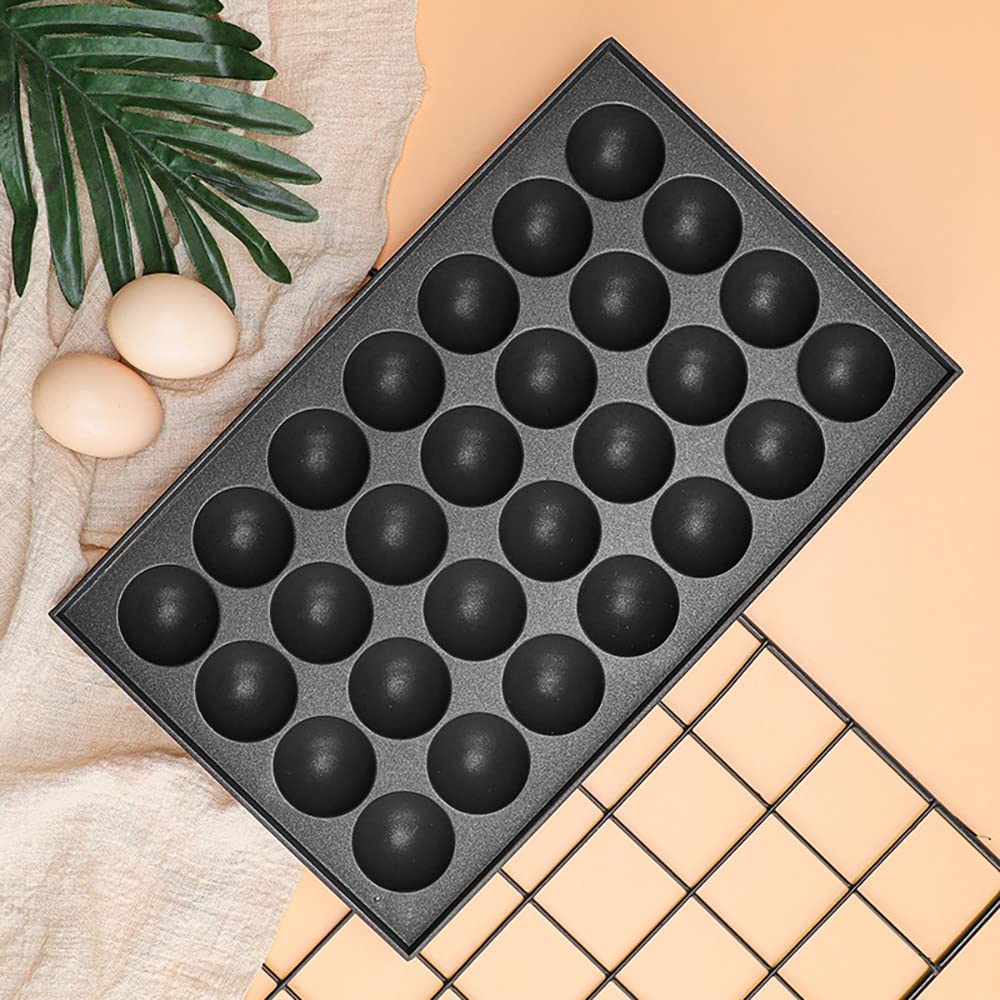 Takoyaki pan antiaderente in alluminio nero, stile classico, 33 x 20 cm