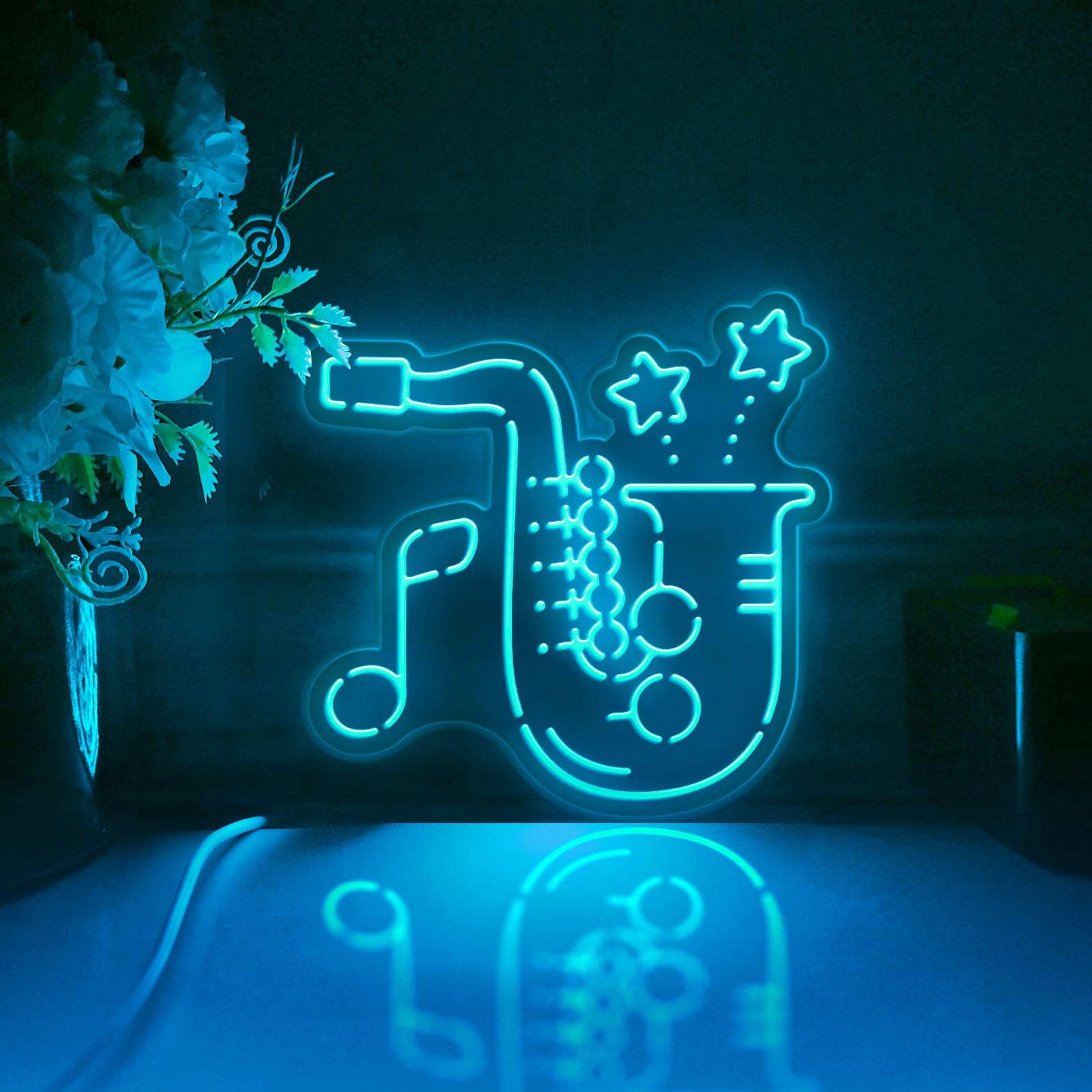 Scatola luminosa a LED a forma di sassofono, strumento musicale, decorazione artistica da parete, decorazione illuminata da scrivania, regalo per gli appassionati di jazz, amanti della musica