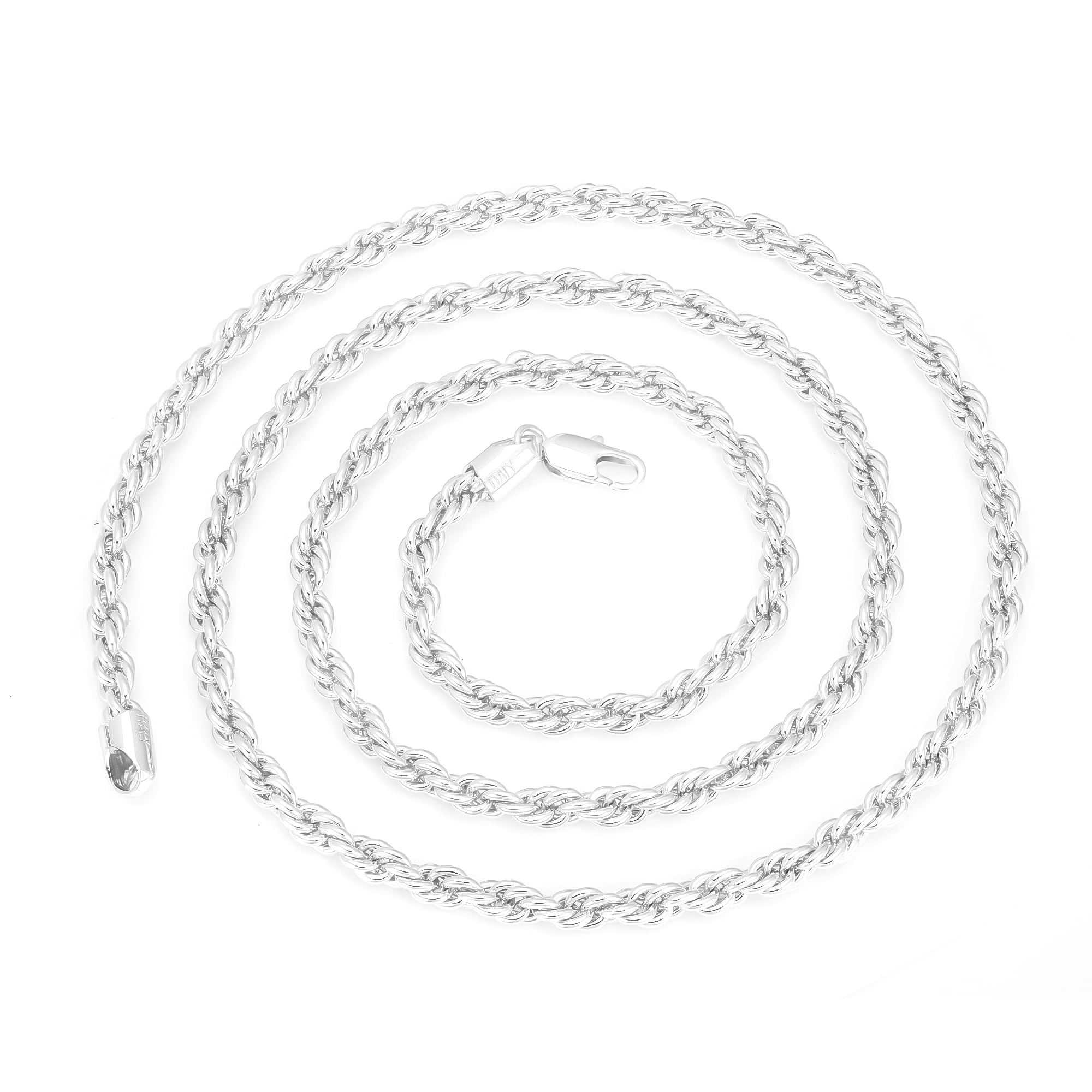 Silver Necklace for women men 5mm Rope Chain 925 Sterling Silver