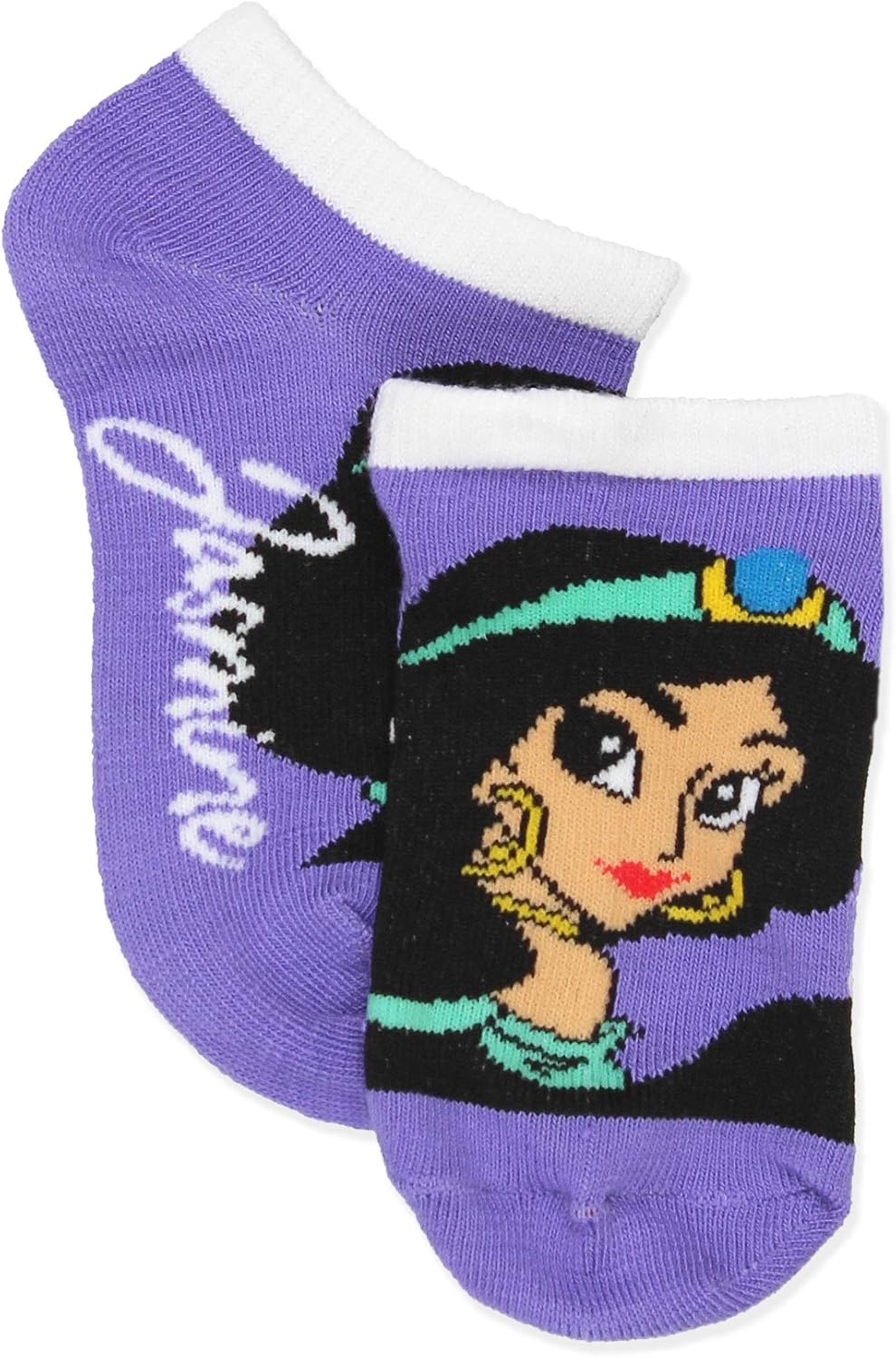 Disney Princess Girls 6 pack Socks Set Large Princess Names No Show