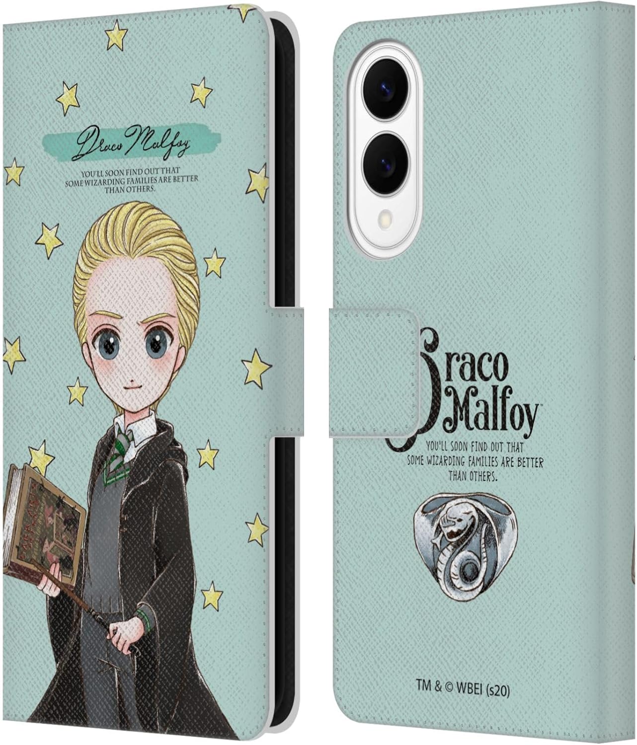 Head Case Designs Officially Licensed Harry Potter Draco Malfoy Deathly Hallows XXXVII Leather Wallet Case Compatible with Samsung Galaxy S25 Edge