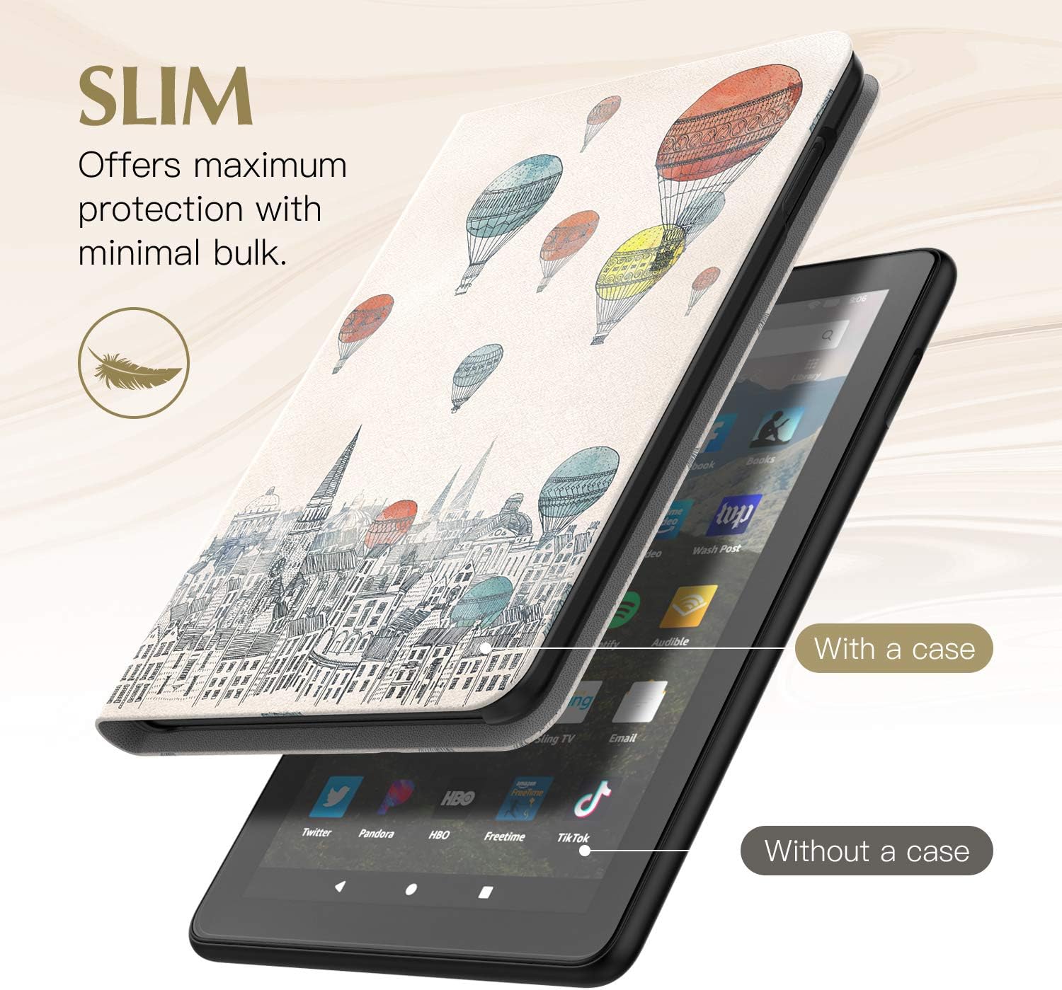 Dadanism Case for All-New Kindle Fire HD 8 Tablet(10th Generation 2020 Release) & All-New Fire HD 8 Plus 2020 Release, Lightweight Stand Cover with Auto Wake/Sleep - City Balloon