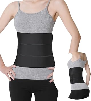S Abdominal Binder Post Surgery - Elastic Waist Band for Stomach Support & Compression, Bariatric, Tummy Tuck | Latex-free, Breathable Belly Wrap Hernia Belt - 30" - 45" 3 PANEL - 9" High BLACK