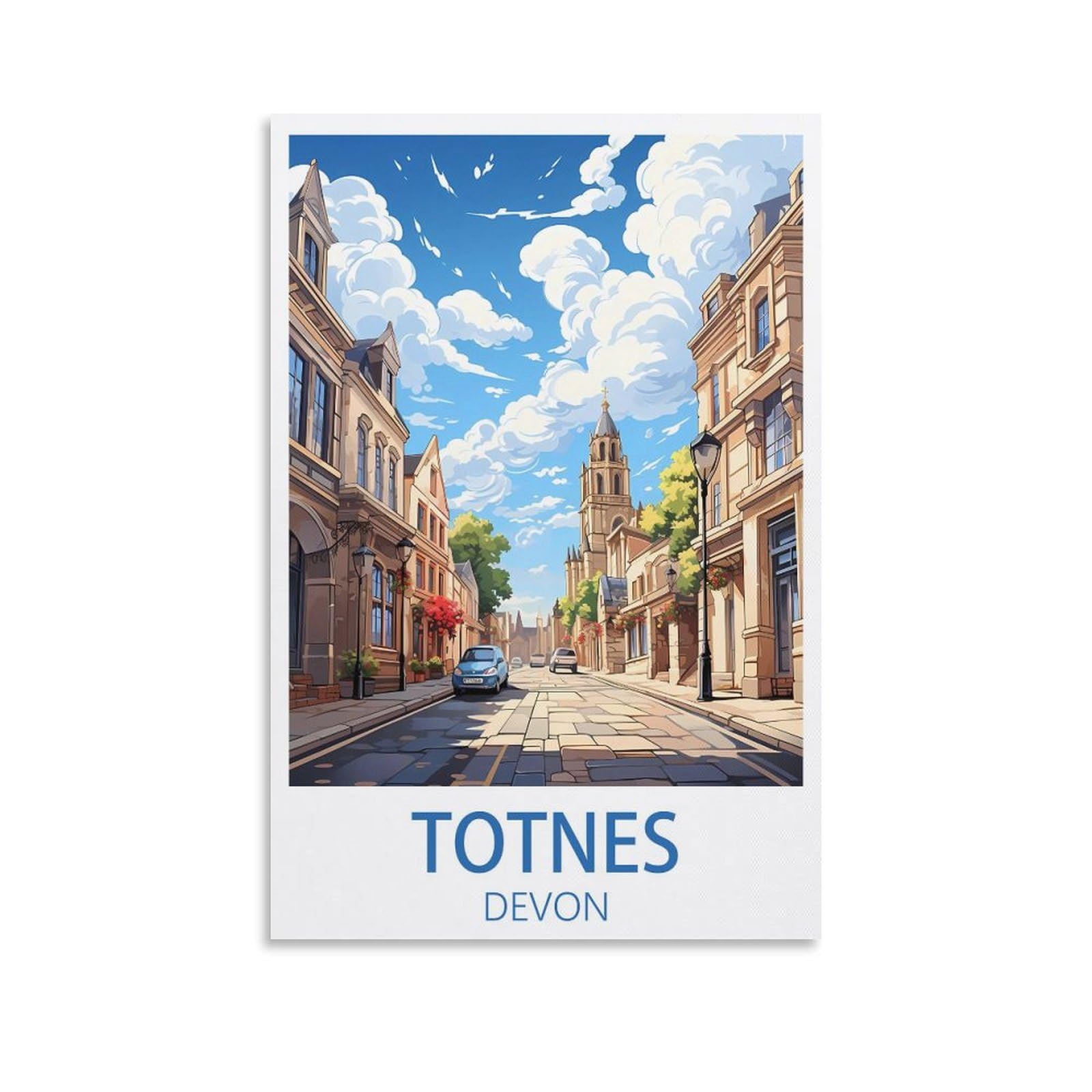 LCYNNH Totnes Devon Vintage Travel Poster Street 12x18inch(30x45cm) Print Home Bedroom Office Living Room Decor Canvas Poster