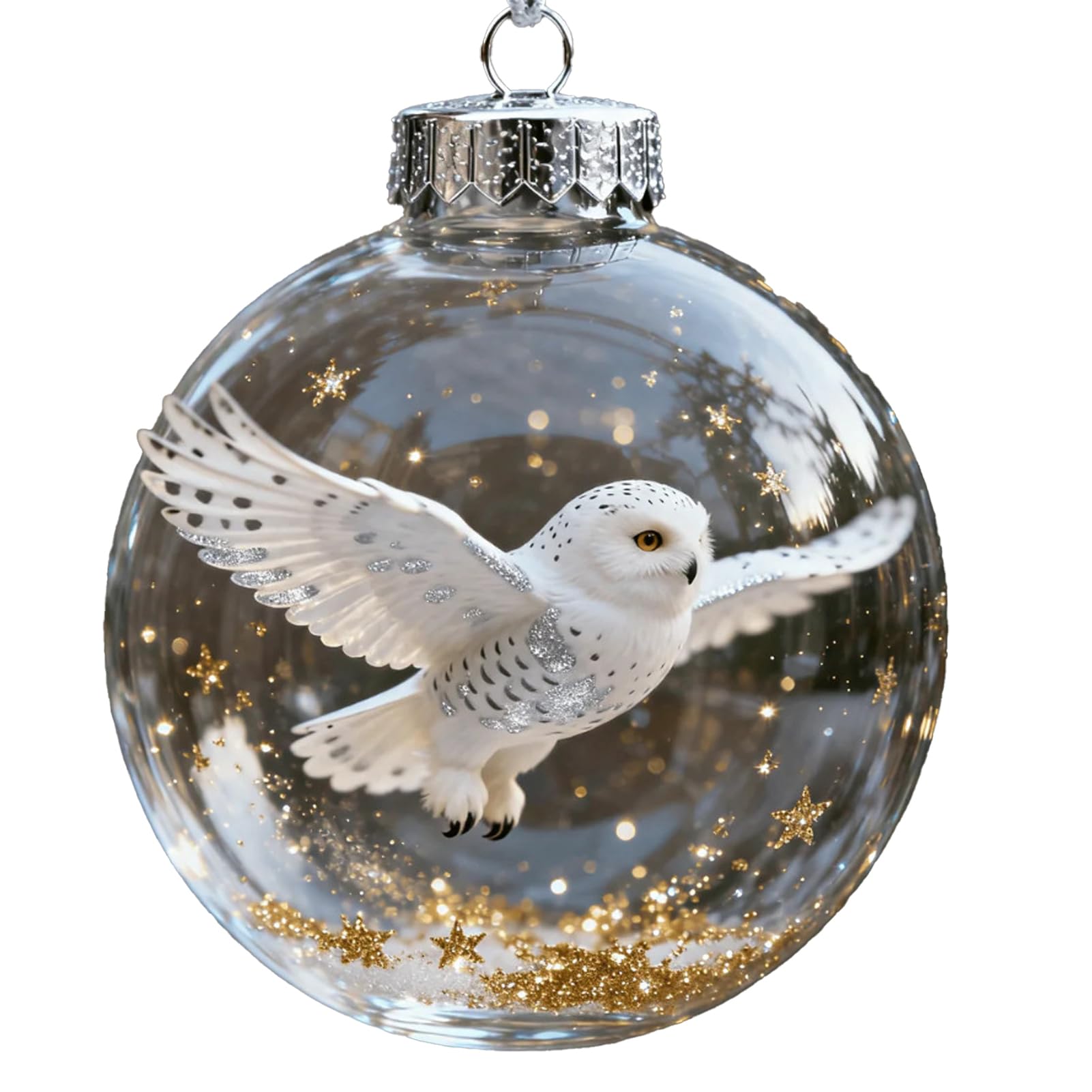 PIXZCSA Charming Lightweight Xmas Pendant Gift Set With Unique Bird Christmas Ornaments Crystal Christmastree Ornament Handmade Multifunctional Spherical, white Bird