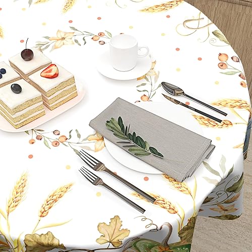 Miniatura 5 de Giwawa Mantel redondo de otoño, mantel de cosecha de 60 pulgadas, mantel de Halloween para picnic de otoño y fiesta de Acción de Gracias, hojas de