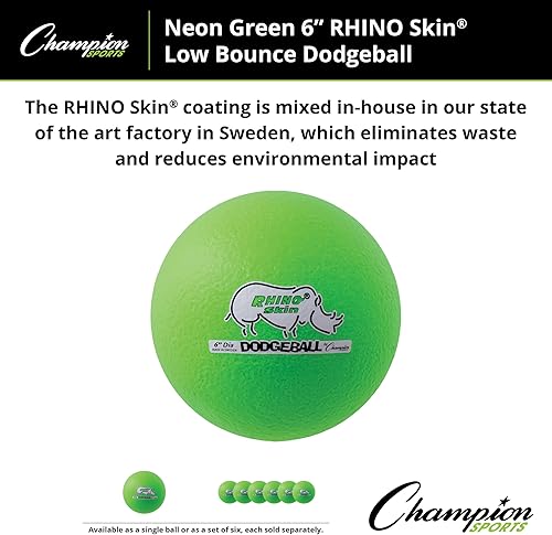 Miniatura 53 de Champion Sports Rhino Skin - Juegos de bolas de dodgeball de rebote bajo y individuales para juegos de juegos infantiles, PE, patio trasero y liga