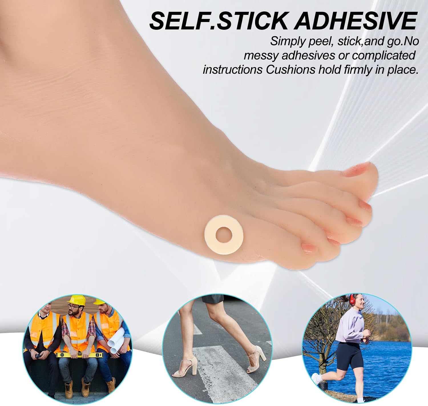 240Pcs Corn Cushions Callus Pads Corn Remover Pads for Toes | Soft, Self-Adhesive, Oval, for Men Women Feet Toes