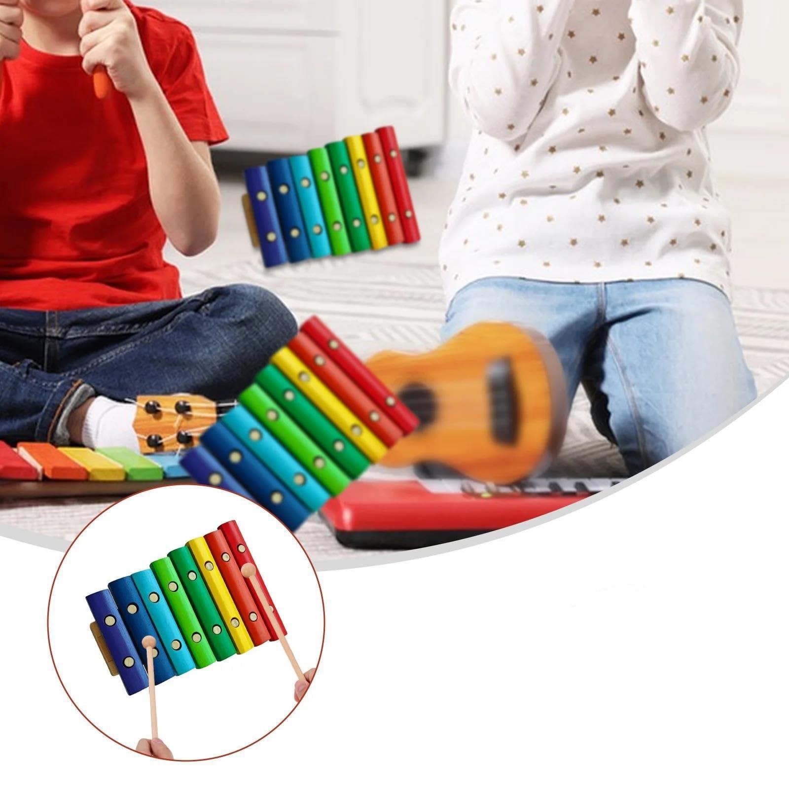 Xilófono Xilófono De Madera De 8 Notas Instrumento Musical Con 2 Mazos De Madera Xilófono De Teclas Coloridas De Madera De Abedul