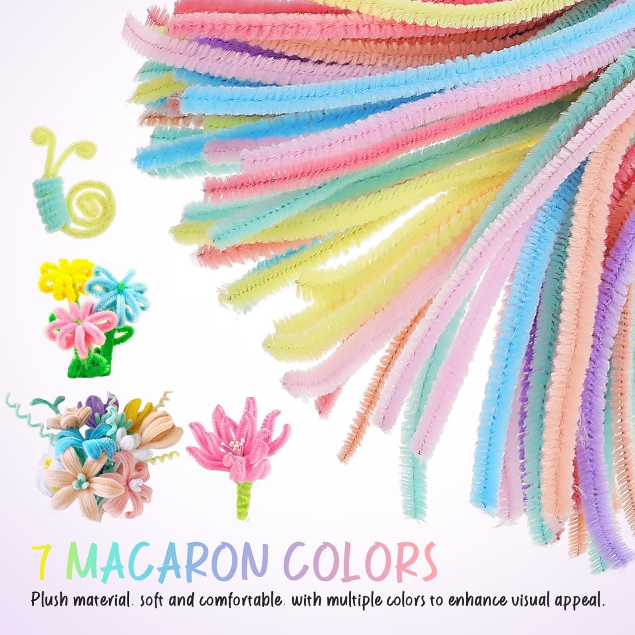 OHPHCALL Thick Pipe Cleaners 300 Pcs Chenille Sticks Twist Stems for Crafts DIY Projects Bendable Fuzzy Craft Supplies 11.81 Inch Length