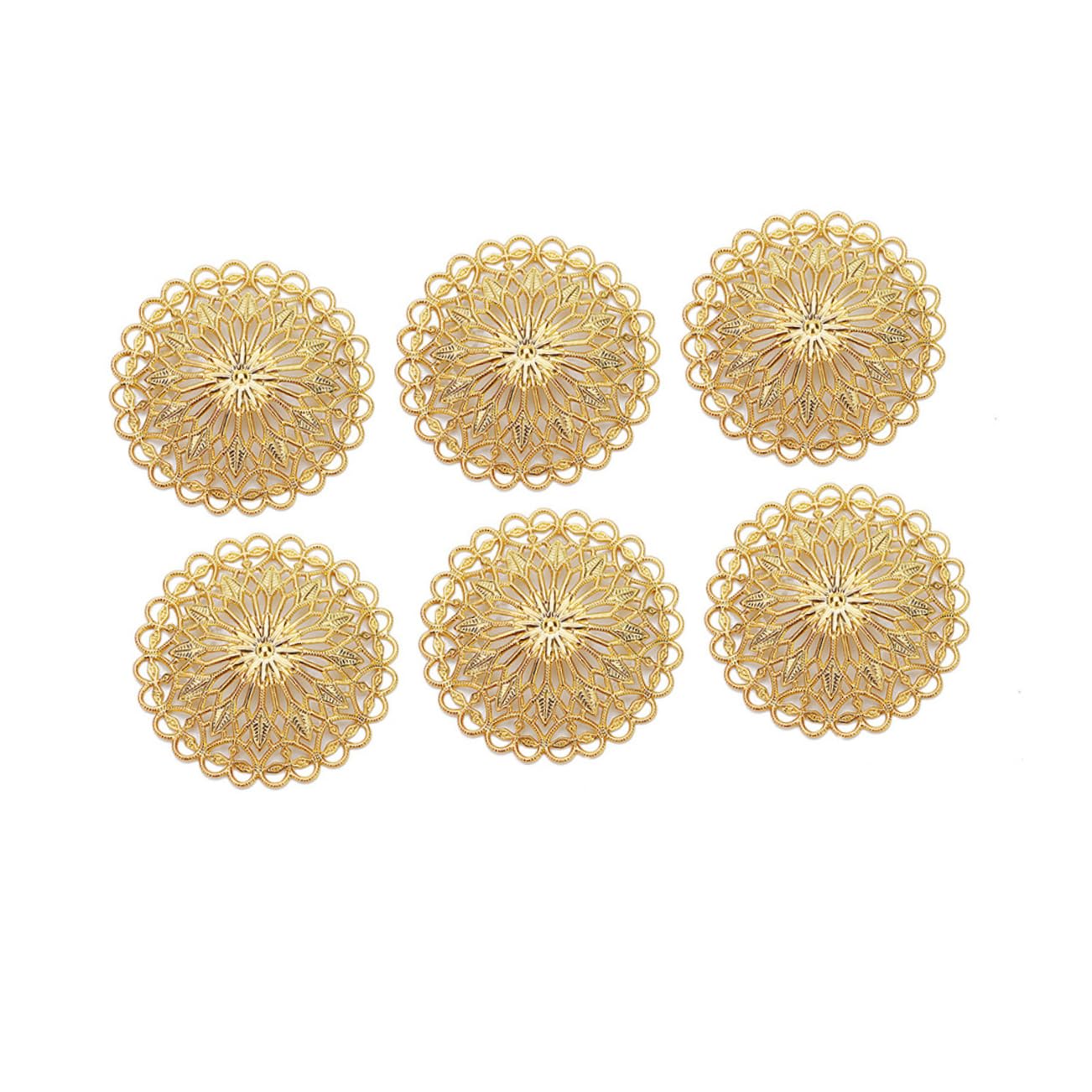 COHEALI 10pcs Hollow Round Flower Decor Metal Flower Piece for DIY Jewelry Crown Hat Accessory Fashion Chic Decor