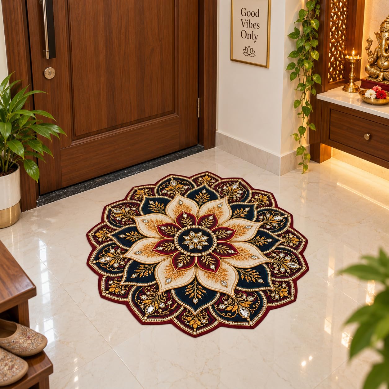 Mandala Floor Mat - Floral Lotus Design FREE SHIPPING -1