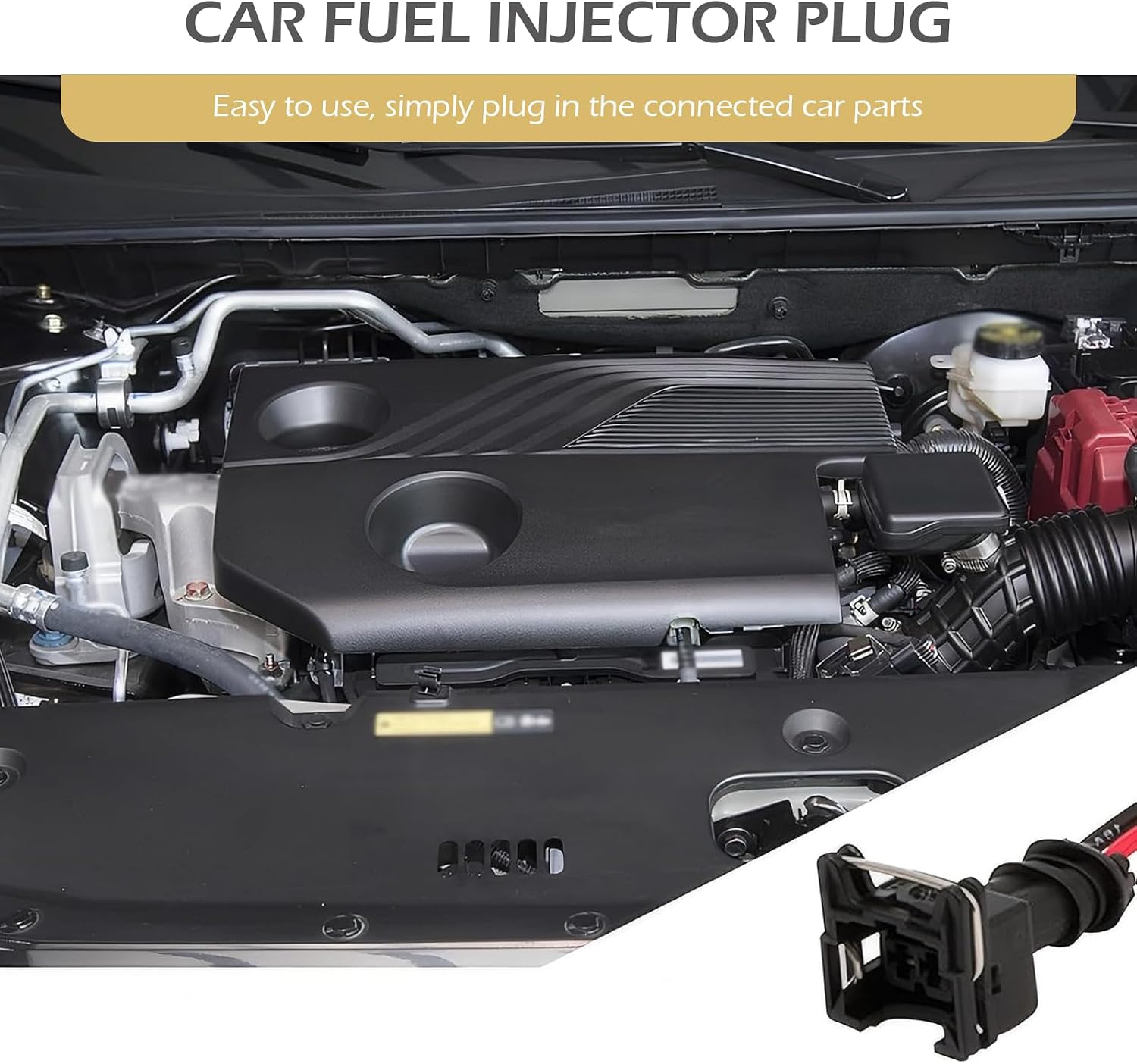 8 PCS Fuel Injector Connector, Extended Pigtail Wiring Harness Plug, Waterproof Insulation Shell Standard Specification Injector Socket, for Most Cars Repair Accessories (Black)