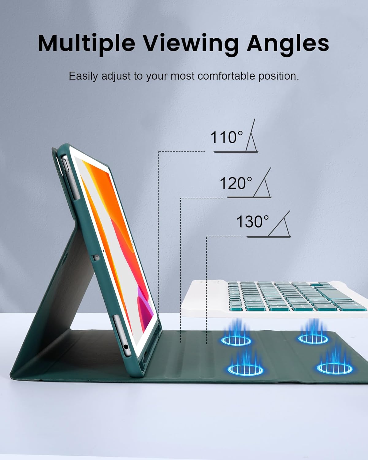 for iPad 10.2" 9th 8th 7th Generation Keyboard Case with Mouse, 10.5 inch iPad Air 10.5"(3rd Gen)/iPad Pro Case with Keyboard and Mouse & Pencil Holder, Wireless, Bluetooth, Detachable, Dark GN