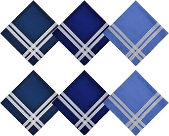 Soft Cotton Handkerchief for Men, 100% Pure Cotton Hankies, Gift Set, Pack of 6
