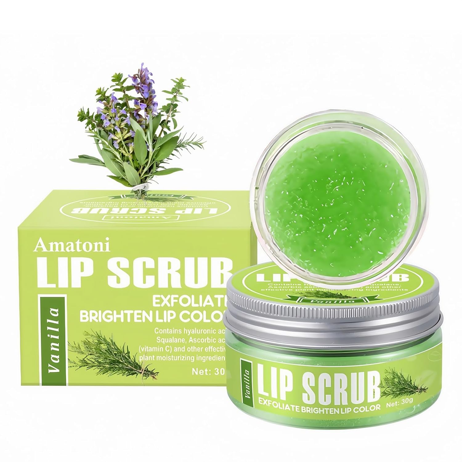 4-Color Fruit-Flavored Lip Scrub for Dry, Cracked & Dark Lips – Exfoliating & Moisturizing Lip Care with Organic Ingredients, Lip Brush – Vegan, Cruelty-Free (20g) (Raspberry flavor, 1PC)
