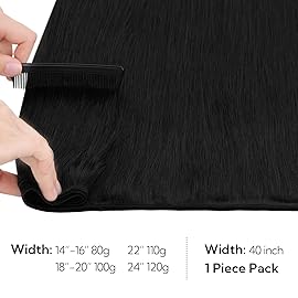 HOTBANANA Sew in Hair Extensions Real Human Hair, 14inch 80g Weft Hair Extensions Jet Black Sew in Hair Extensions Straight Remy Human Hair Weft Hair Extensions Full Head