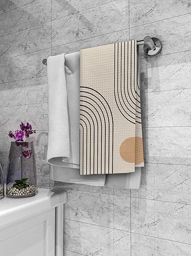 Miniatura 4 de Juego de 2 paños de cocina bohemios con diseño de amanecer, atardecer, rayos de sol, arco iris, arco iris, paño de secado absorbente bohemio,