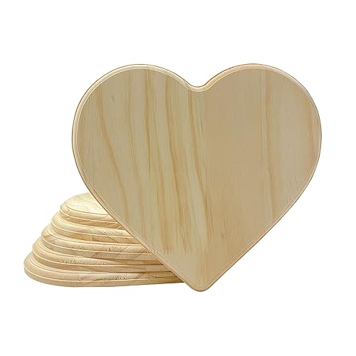 6 Pack Heart Shaped Wood Canvas 11" x 10", 9/16"