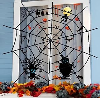 4 feet Black Spiderweb Spider Webs Halloween Decorations Large 5ft end-to-end Halloween Black Spider Web Plush Spiderweb Decor Spiders Halloween Decorations