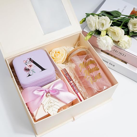 AYGXU Christmas Gifts for Women Travel Essential Jewelry Box Small Travel Jewelry Case Birthday Gift for Mom Teen Girls Travel Gifts for Girls Initial R Purple