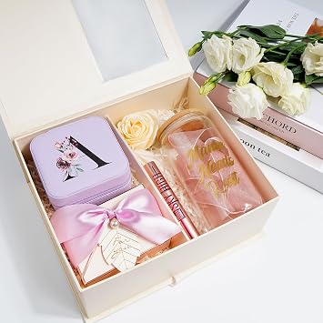 AYGXU Christmas Gifts for Women Travel Essential Jewelry Box Small Travel Jewelry Case Birthday Gift for Mom Teen Girls Travel Gifts for Girls Initial R Purple
