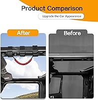 Vista 2 de Hoolcar 4 asas de agarre de barra antivuelco con paracord Compatibles con 1955-2023 Jeep Wrangler YJ TJ JK JKU JL JLU & Gladiator JT, Negro & Rojo