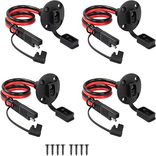 CERRXIAN 1FT 14AWG SAE to SAE Socket Sidewall Port Panel Mount Solar Cable(1-2a) (4-Pack Black)