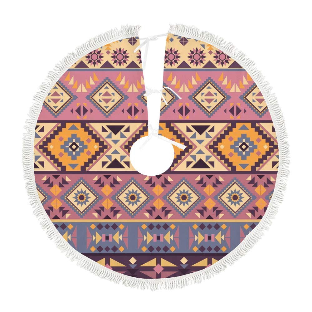Jupe de sapin de Noël en peluche artisanale au motif Navajo coloré haut de gamme
