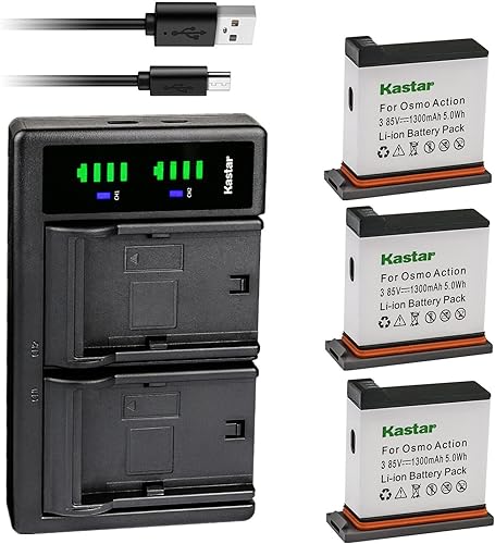 Miniatura 8 de Kastar Paquete de 2 baterías y cargador USB LTD2 compatible con DJI AB1, cámara de acción DJI OSMO, DJI OSMO 4K impermeable WiFi HDR video ángulo de