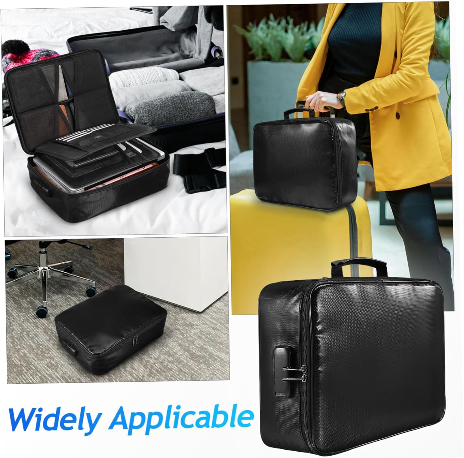 Didiseaon Fireproof Safe Box Document Holder Bag Large Capacity Passport Organizer Travel Accessories