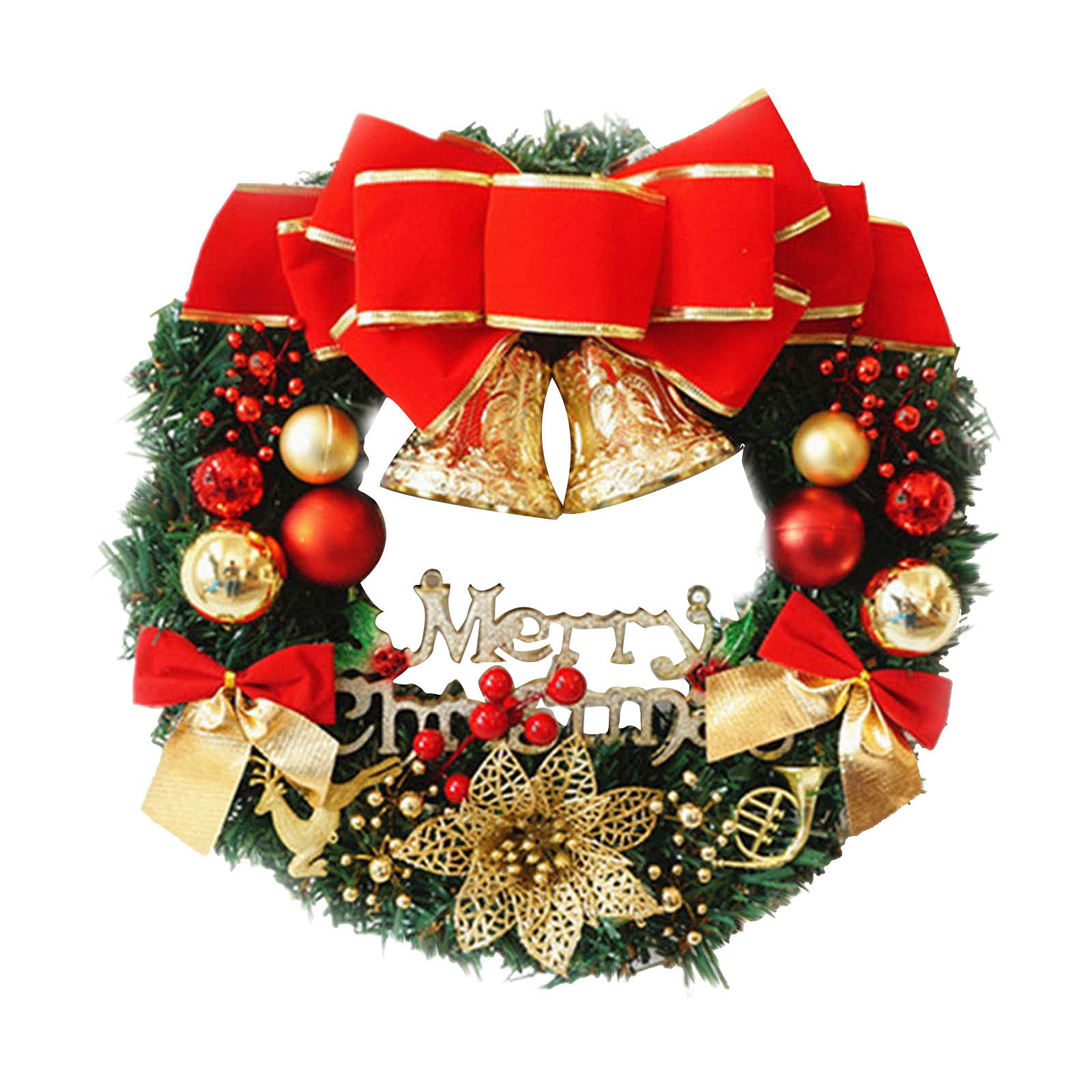 Christmas Wreaths for Front Door 40cm/16inch Door Wreaths Outdoor Indoor Christmas Decorations Sale Clearance