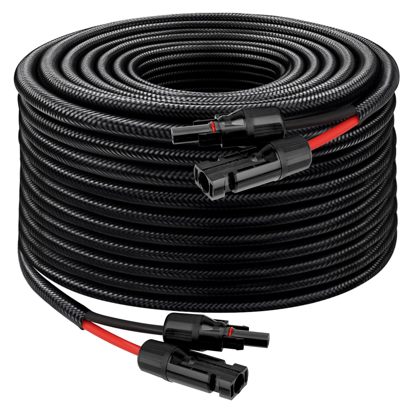 XRDS -RF Solar Panel Cable 50FT, 10AWG Solar Extension Cable with Male &amp; Female Solar Connectors, Flame-Retardant Protective Sleeving Solar Cable, Weatherproof PV Wire for Solar Panel Connection