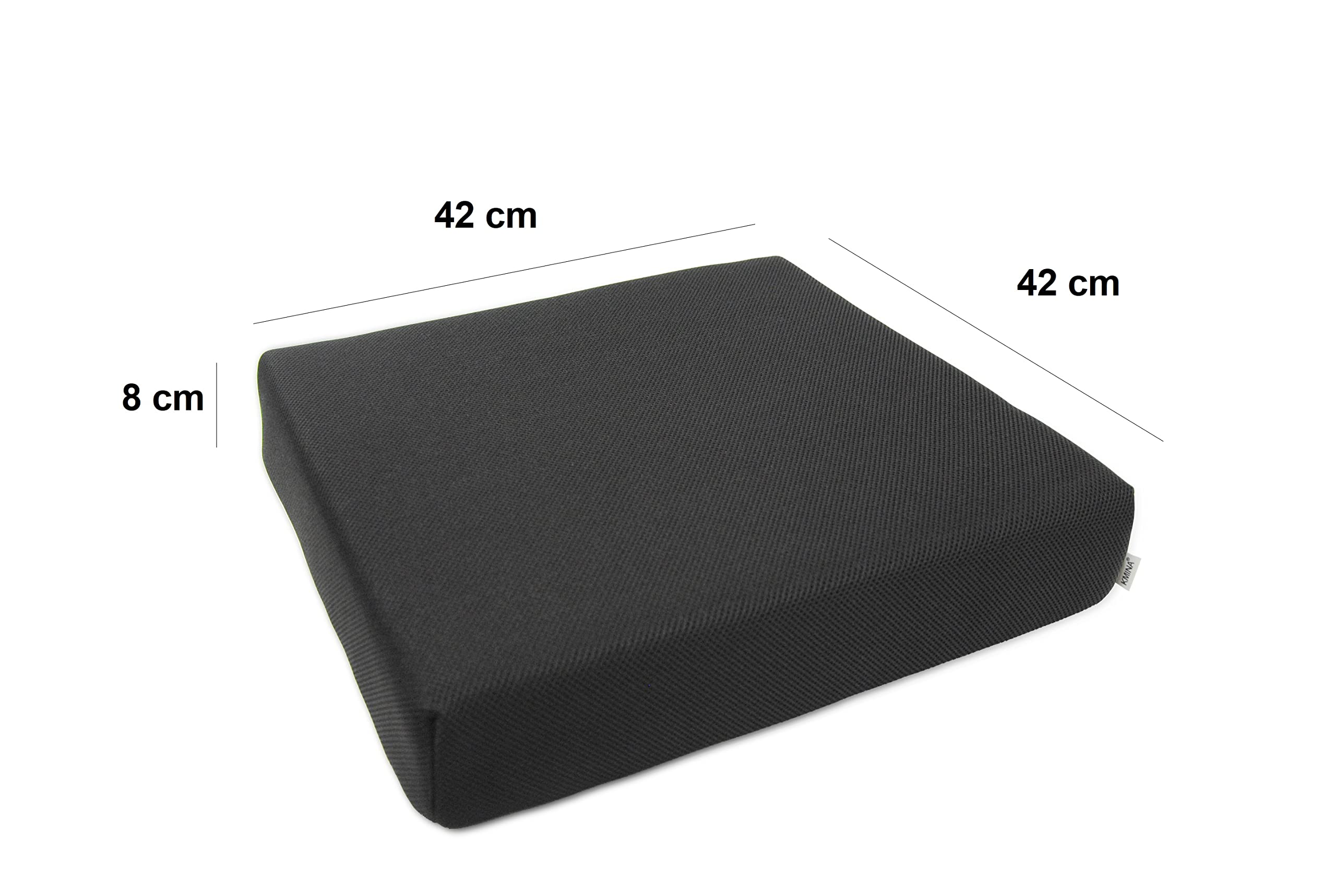 KMINA - Antidekubitus Sitzkissen Rollstuhl, Orthopädisch, Viskoelastisch, 3D-Stoffbezug, Schwarz - Made in Europe