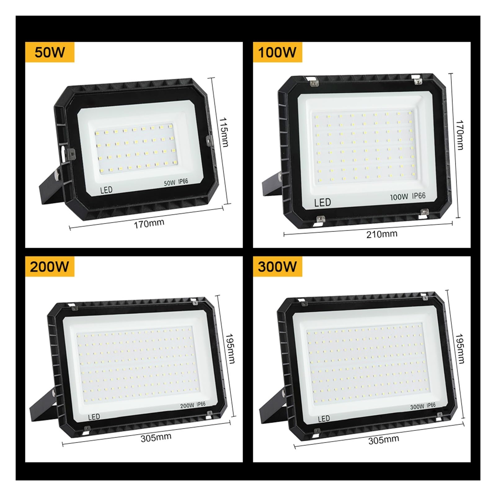 Naświetlacz LED, Or LED 200W 600W Reflektor Zewnętrzny Reflektor Budynek Zewnętrzne Oświetlenie Ścienne Wodoodporny Reflektor Do Kwadratowego Patio(200W)