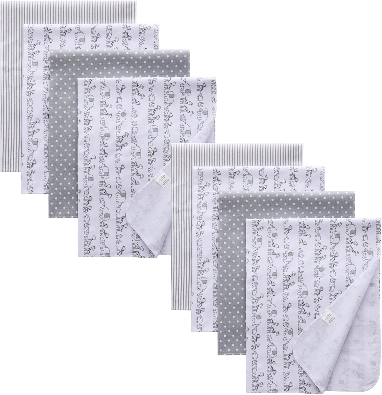 Gina Era 8 Pcs Baby Swaddle Blankets, Cotton Flannel Receiving Blankets, 30×30 Inch, Boy Girl (Style-10)