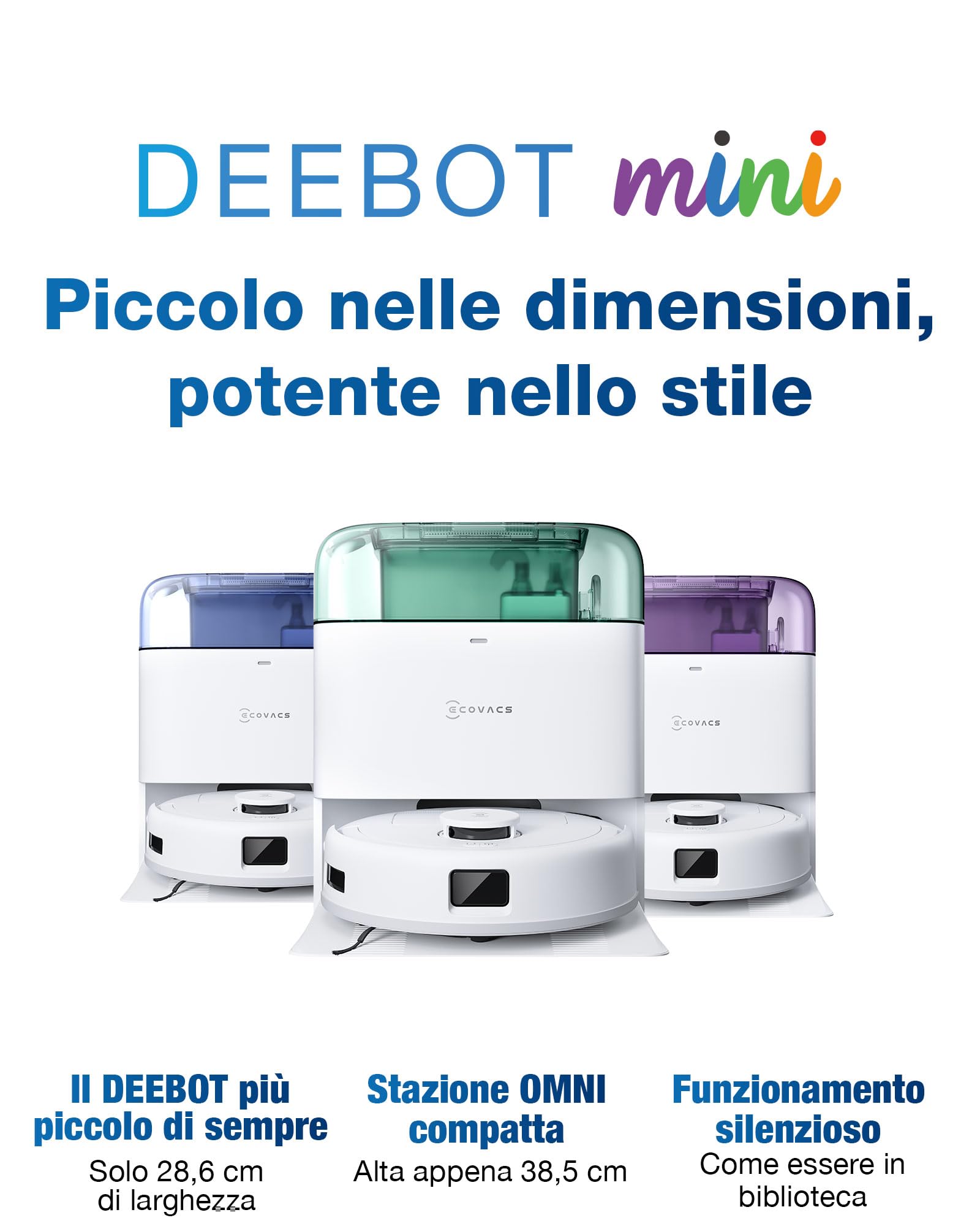 ECOVACS DEEBOT MINI Robot Aspirapolvere Lavapavimenti, 9000Pa, ZeroTangle 2.0, TrueMapping 2.0, Asciugatura ad Aria Calda 45°C, Svuotamento Automatico, Lavaggio Profondo Intelligente, Verde