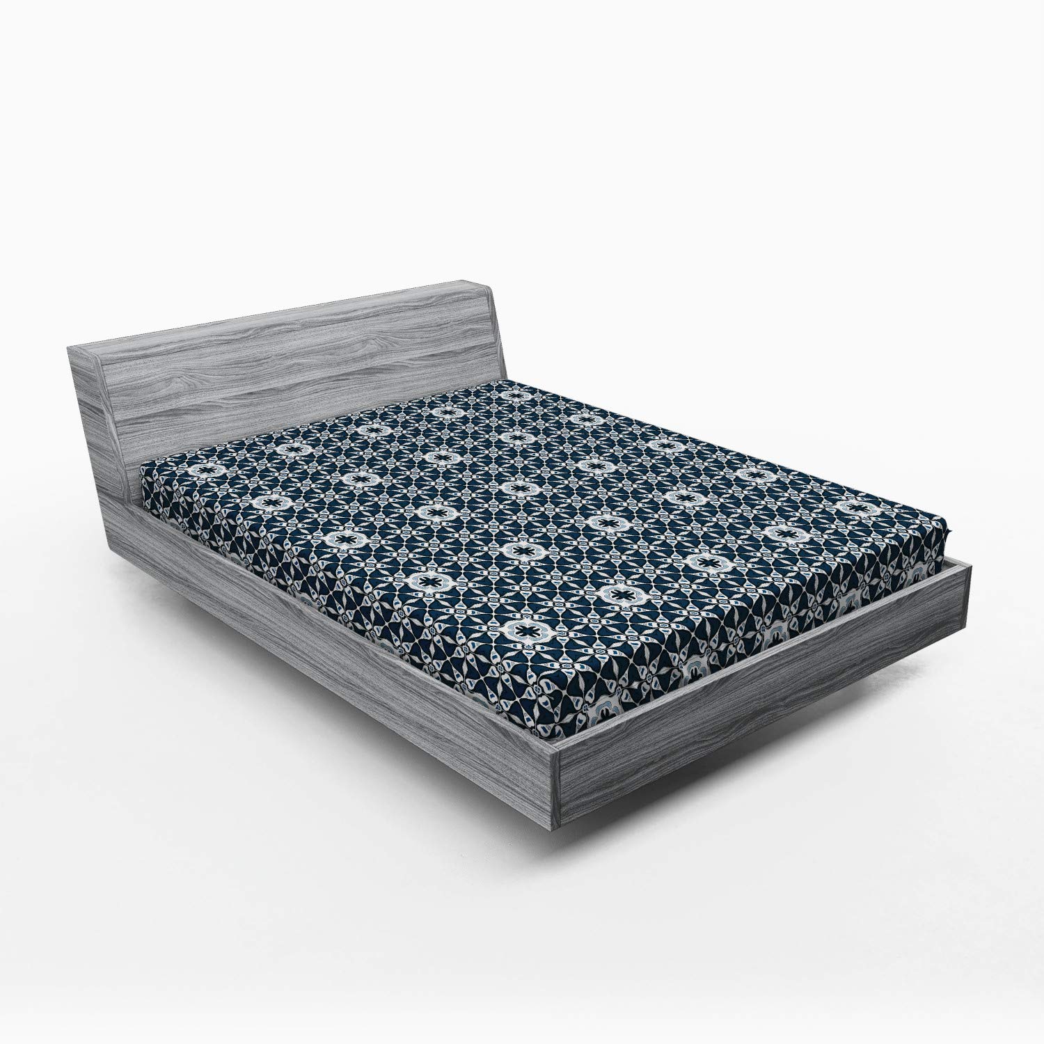 ABAKUHAUS Primitive Paese Lenzuolo con Angoli, Scacchi, Morbido Tessuto Decorativo da Letto Tasca Elastica a Tutto Tondo, 135 x 190 cm, Cream Navy Red