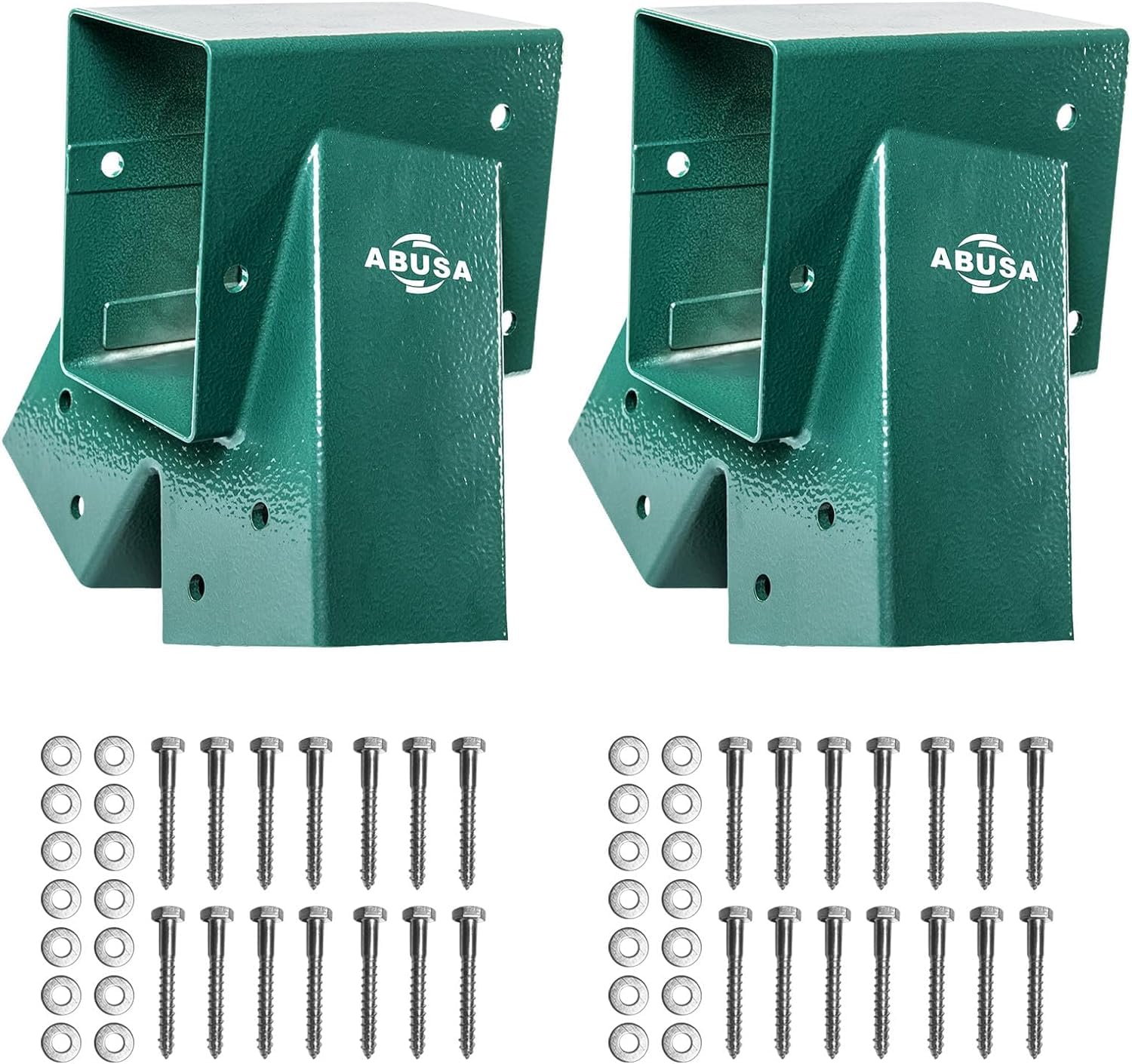 ABUSA Heavy Duty Children Swing Set Hardware Replacement Kit Including 2 Swing Brackets 4 Swing Hangers 2 Green Swing Seats for Outdoor Playground Equipment Parts Hardware Included (G007)