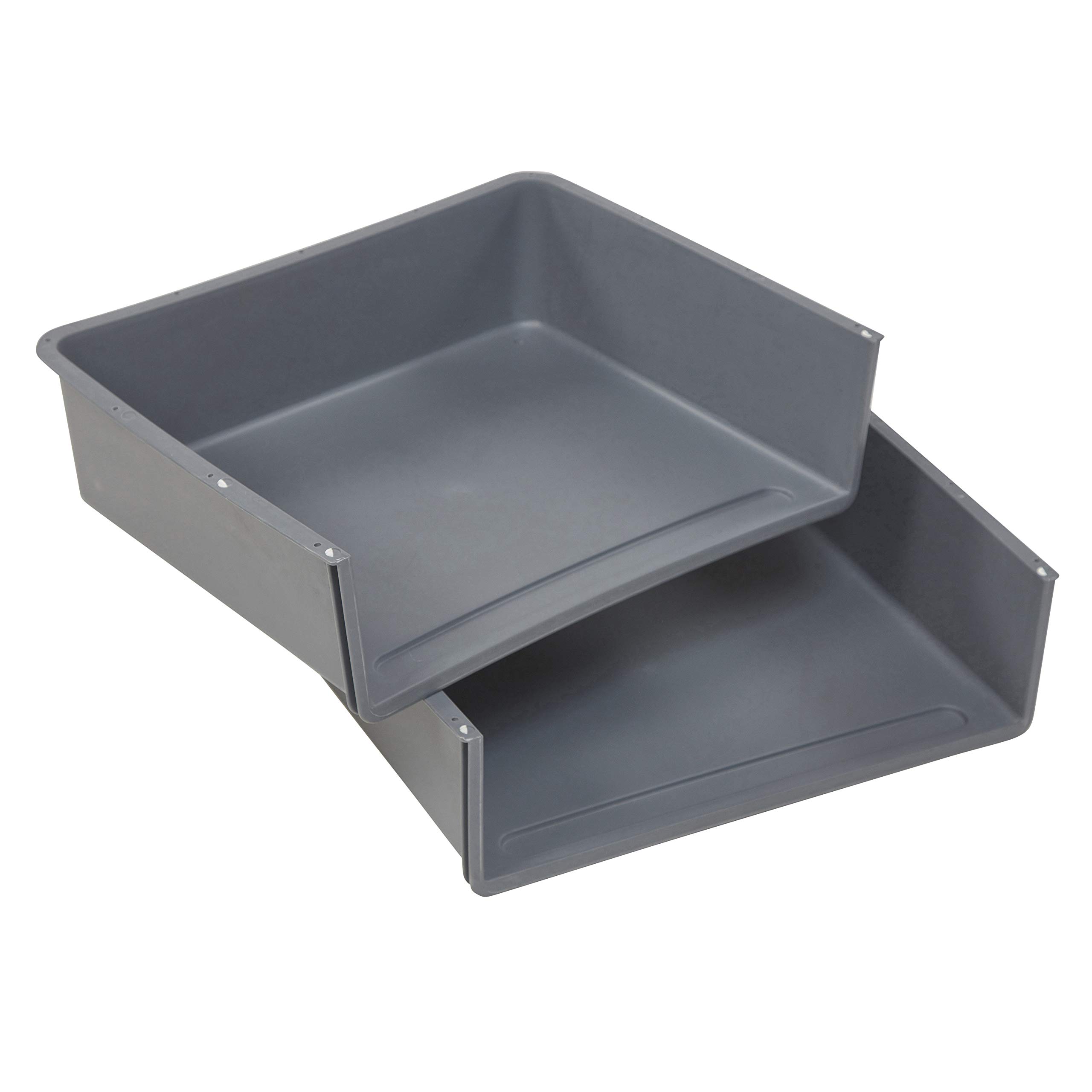 FDP Book Boxes for Classroom Activity Tables and Desks, Replacement or Retrofit School Supply Storage for Virtual In-Home Learning, Classroom, Preschool, Office (2-Pack) - Gray