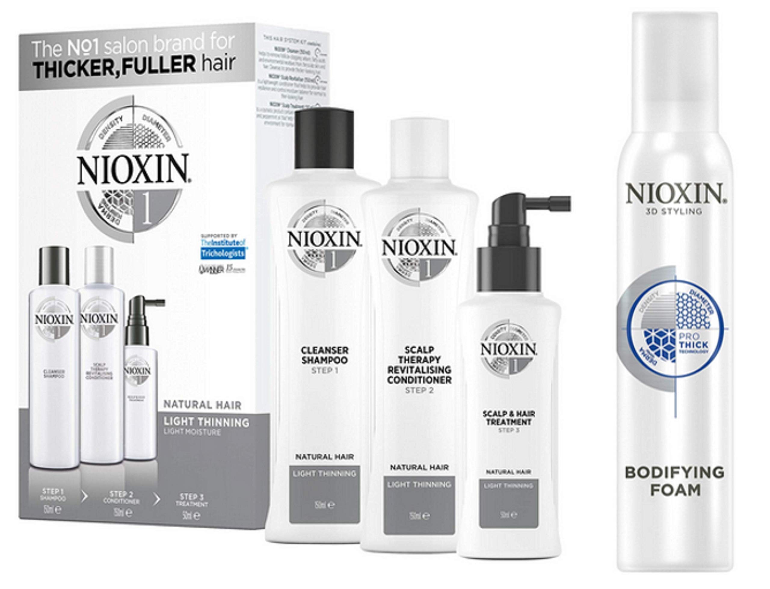 Nioxin 3 Part Trial Kit System 1 & Bodifying Foam Bundle