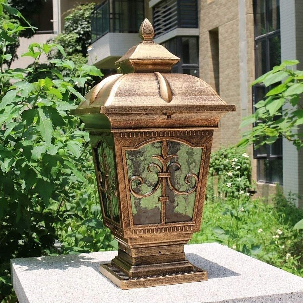 Potelet Eclairage Exterieur Lampadaire Extérieur En Verre Et Aluminium, Style Européen, Éclairage De Clôture, Lampe Cour Pour Villa, Jardin, Parc Borne Eclairage Balcon(Black)