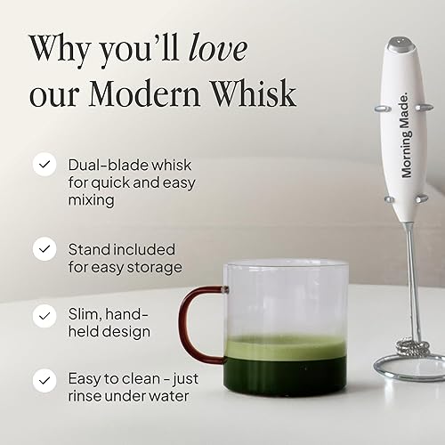 Miniatura 3 de Morning Made Batidor eléctrico de matcha Alternativa al batidor de bambú tradicional, espumador eléctrico con soporte protector de encimera de