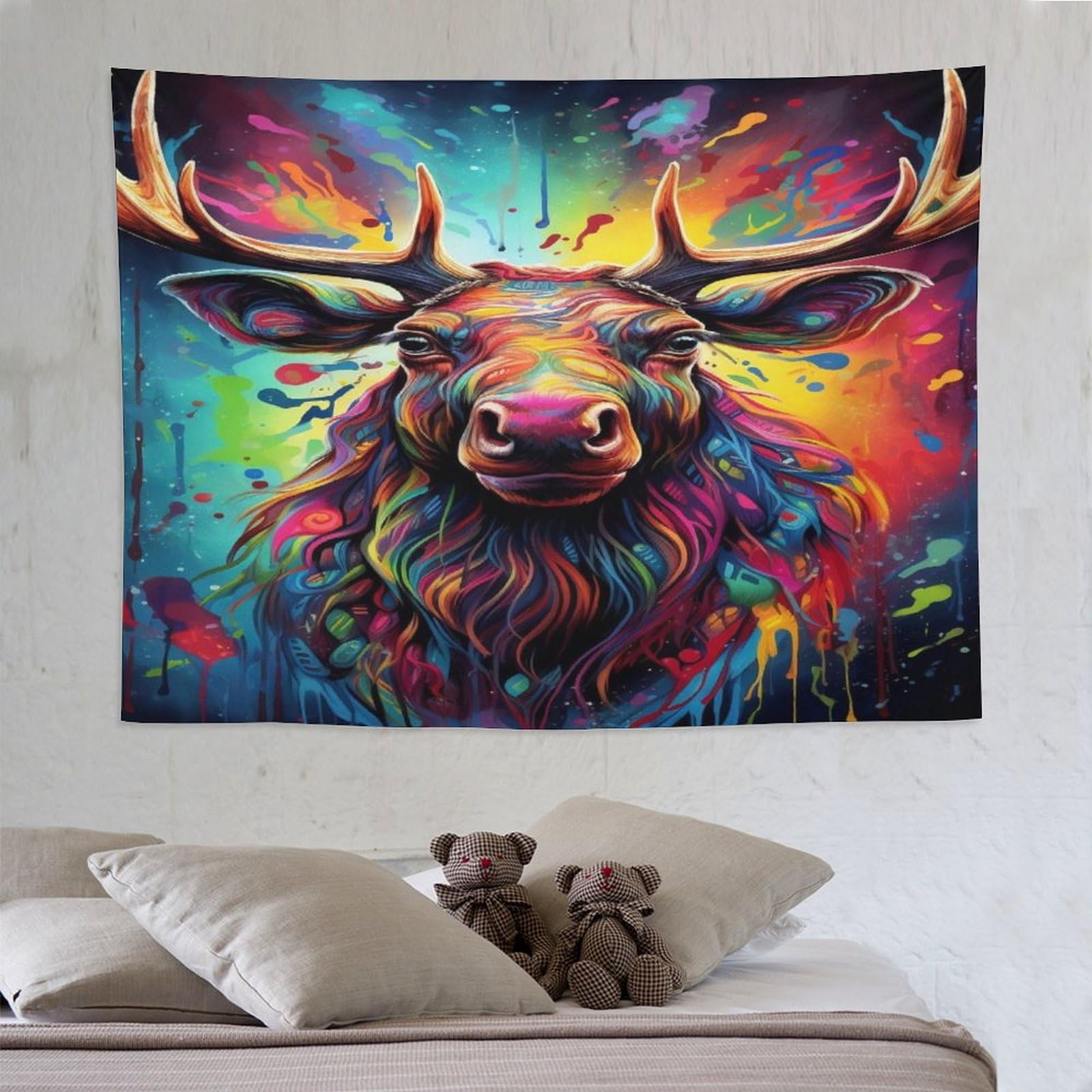 Tapisserie tenture murale élan avec impression 3D haute définition - 8