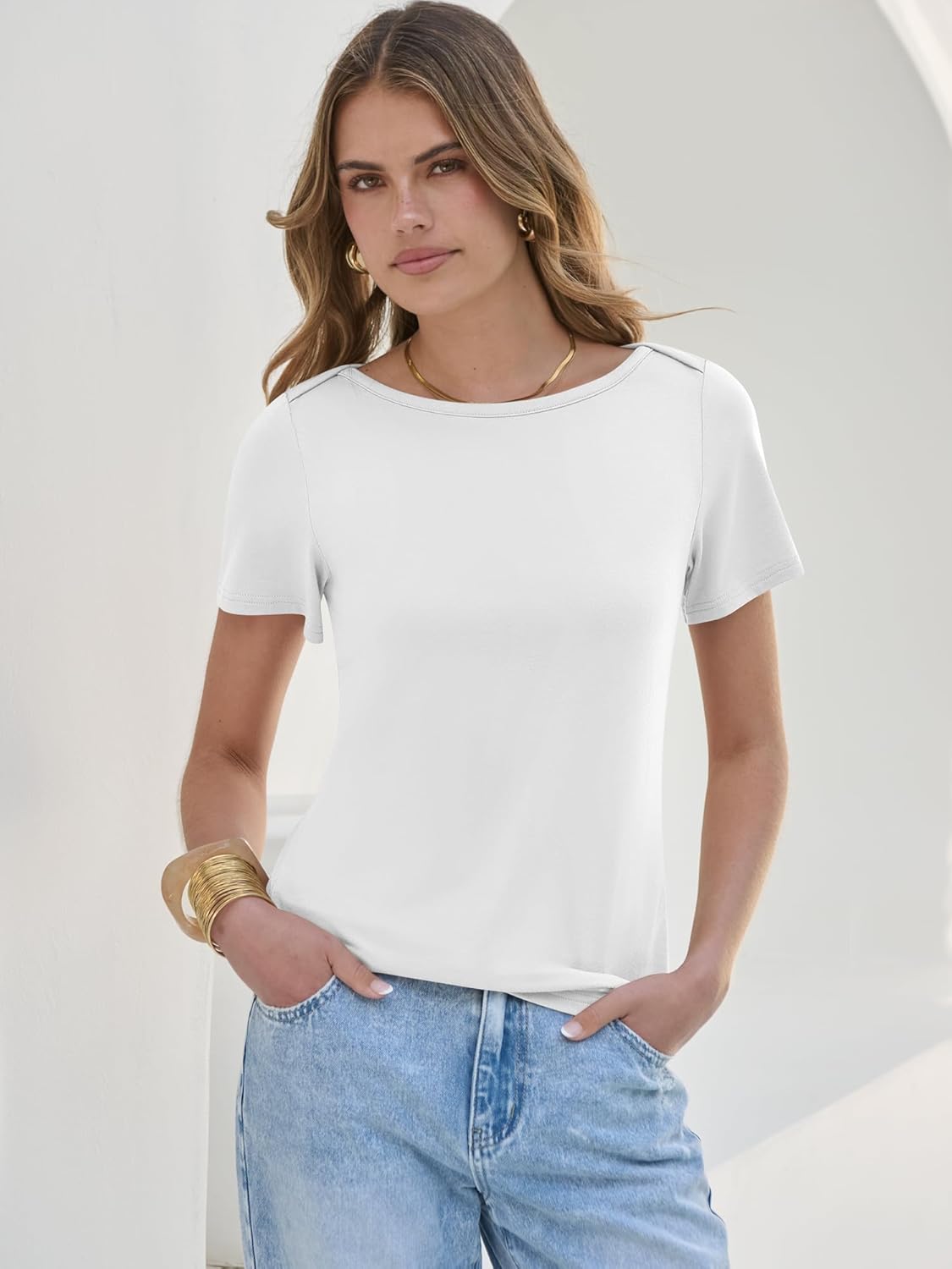 ANRABESS Womens Boat Neck Tops Short Sleeve T-Shirts Causal Fashion Tee Shirts 2026 Summer Spring Clothes - Image 7