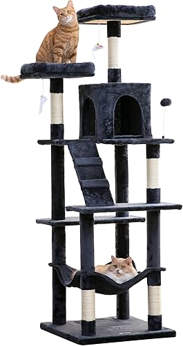 MWPO Árbol grande para gatos de 701 pulgadas torre alta para gatos de interior condominio de felpa con grandes perchas acolchadas postes rascadores